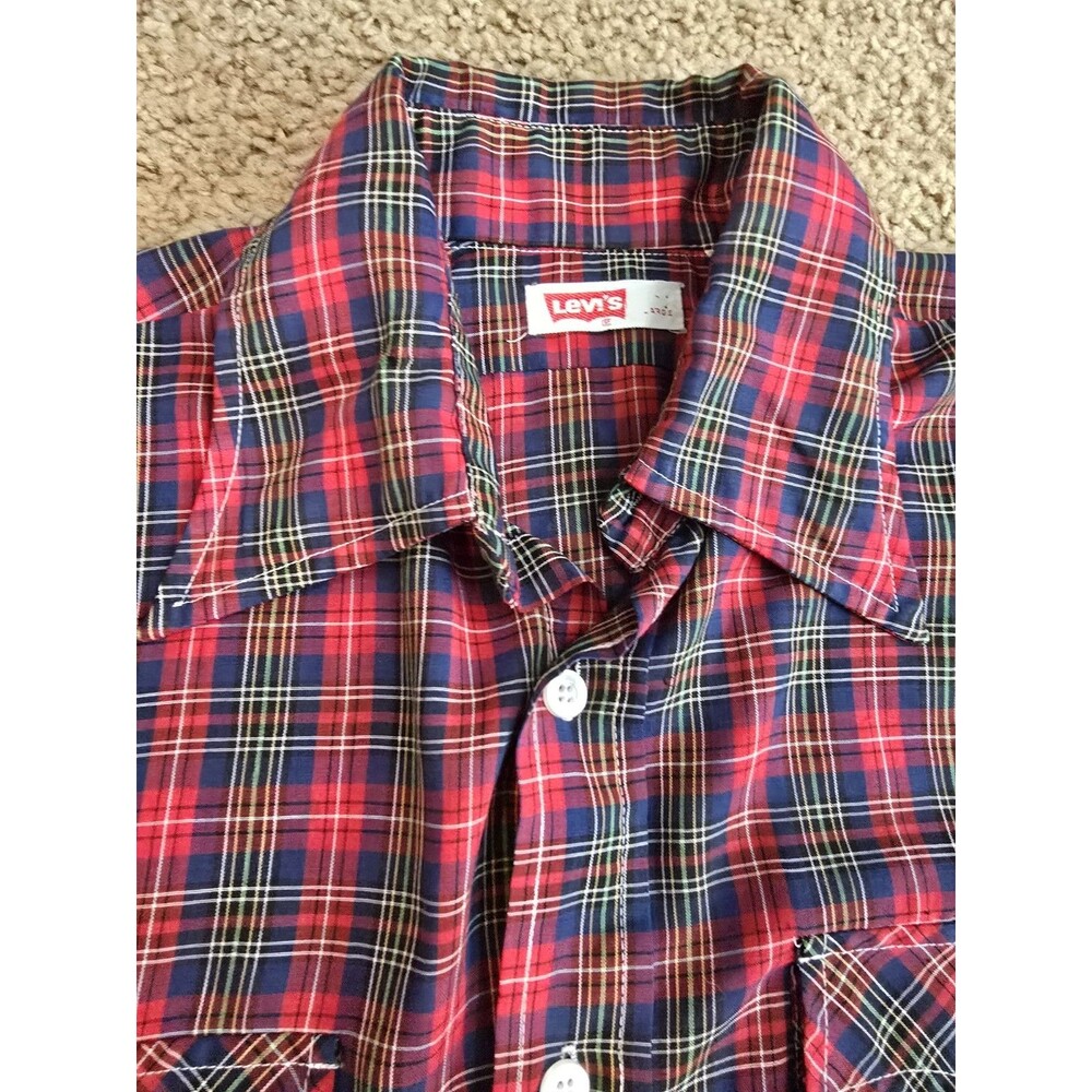 Vintsge 90s Levis White Tab Plaid Shirt Mens L Distressed Thrashed Grunge Boxy